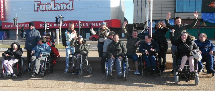 A group from Cerebral Palsy Midlands on a recent holiday in Blackpool, November 2013
